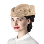 Retro Fashion Flight Attendant Women's Felt  British Applique Beret Fake Wool Hat Flight Attendant Hat Etiquette Hat - Image 6
