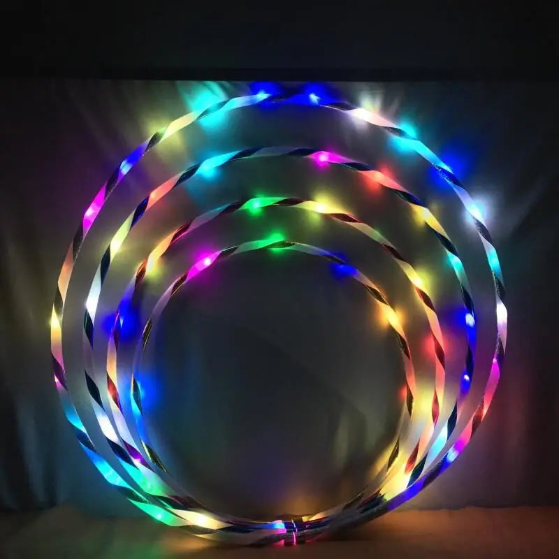 Hce282af3f5d84ec28240470ca1b4f10dW LU-0386 Popular Led s Glowing Lights Exercise Multi-Color Changing Light up Hoop for Kids Adults Dance Dark - Image 1