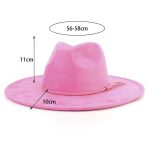 Wholesale High Quality Pink Wide Brim Women Hats Vegan Suede Fedora Hat Formal Dress Cap - Image 5