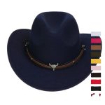 Children's Felt Upturned Bristle Jazz Bull Head Accessory Solid Color Top Wide Brim Western Cowboy Hat