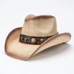 Distressed Ombre Brown Paper Cowboy Hat with Longhorn Bull Concho Rivet Vintage Western Cowgirl Design Daily Party - Image 9