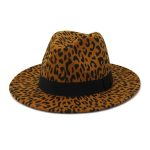 High Quality Bulk Sale Custom Wide Brim Leopard Felt Fedora Hat Cheetah Print - Image 13