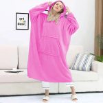 Winter Warm Sweatshirt Long Sleep Rope Homewear Adults Thick Flannel Hoodie Oversized Weighted Wearable Blanket - Image 9
