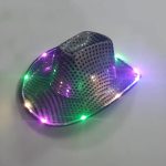 CEN-005 Sequin Light up Led Cowboy Hat Glow Club Party Hats for Bar Costume - Image 7