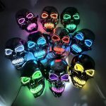 Wholesale Skull Full Face Mask Halloween Cosplay Horror Luminous LED Mask 10 Single Color for Choice Party Glow Mask - Image 2