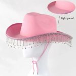 New Bridal Party Rhinestone Tassel Western Cowboy Hat White Diamond Festive Wedding Hat for Women - Image 14
