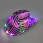 CEN-046 Fashion Shiny Jazz Hat Western Light up Cowboy Hats Sequins Adult With Led for Party - Image 16
