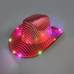 CEN-046 Fashion Shiny Jazz Hat Western Light up Cowboy Hats Sequins Adult With Led for Party - Image 4