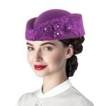 Retro Fashion Flight Attendant Women's Felt  British Applique Beret Fake Wool Hat Flight Attendant Hat Etiquette Hat - Image 9