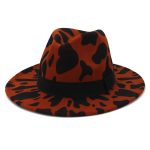 High Quality Bulk Sale Custom Wide Brim Leopard Felt Fedora Hat Cheetah Print - Image 26