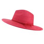 Wholesale High Quality Pink Wide Brim Women Hats Vegan Suede Fedora Hat Formal Dress Cap - Image 12