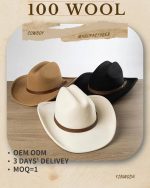 CUSTOM LOGO Luxury Wool Men Western Bands Unisex Texas Bulk Ranger Keychain Buy Wholesale Belt Buckle Cowboy Fedora Hats - Image 3