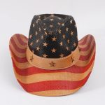 Fashion High Quality Paper Straw Wholesale Wide Shapable Brim Cowboy Hat Usa Flag Stipple Printed Adult Sun Hats - Image 3