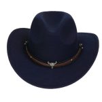 Children's Felt Upturned Bristle Jazz Bull Head Accessory Solid Color Top Wide Brim Western Cowboy Hat - Image 12