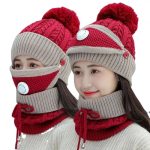 Fashion Outdoor Activities Women 3 in 1 Winter Hat New  Warm Fleece Lined Beanie Hat with Scarf and Mask Set - Image 4