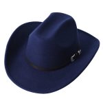 CEN-063  Large Brim Leather Belt Metal Buckle Classic Plain Winter Western Hat for Men Women 100% Felt Polyester Cowboy Hats - Image 16