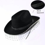 New Bridal Party Rhinestone Tassel Western Cowboy Hat White Diamond Festive Wedding Hat for Women - Image 12