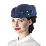Retro Fashion Flight Attendant Women's Felt  British Applique Beret Fake Wool Hat Flight Attendant Hat Etiquette Hat - Image 4