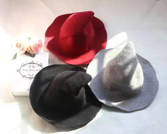 Hdea588445ebc49cead5ec8e858ac1c49o Factory Wholesale Party Witch Hats Peaked Big Brim Basin Cap Foldable Bucket Witch Hat Wool for Women - Image 1