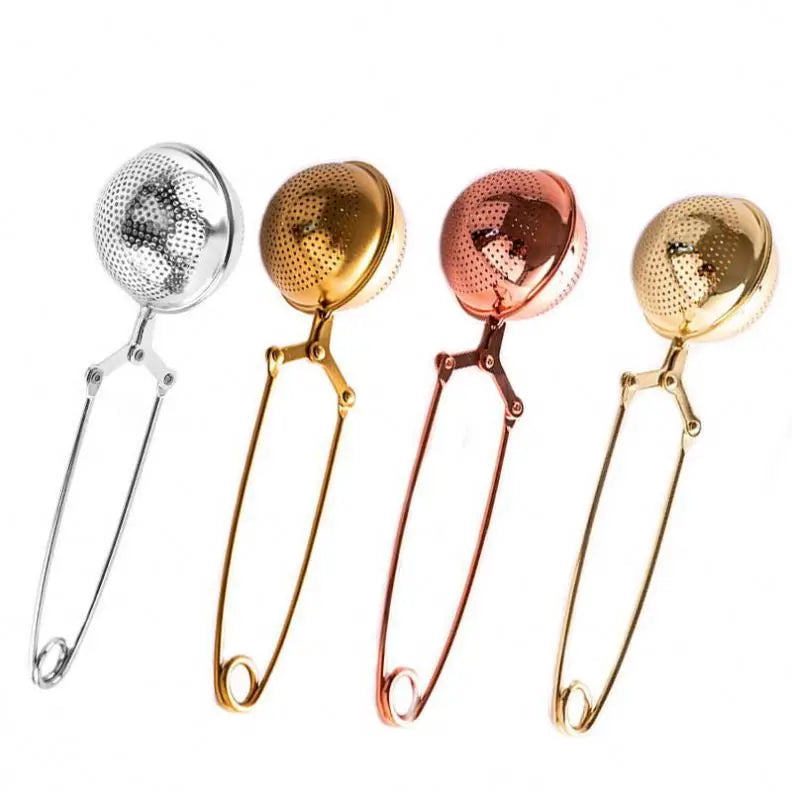 Hdf394b9e2e55488aaa26b676a4c17e2dE Stainless Steel Sphere Mesh Tea Strainer Coffee Herb Diffuser Handle Spice Filter Tea Ball Match Tea Infuser - Image 1