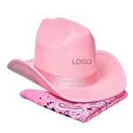 CEN-036 Wholesale New Custom Band Fancy Dress Cowboy Hats ,2023 Factory Pink White Bride Cowgirl Hat - Image 7