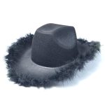 Faux Feather Brim Pink Cowboy Hat Western Cowboy Felt Cowgirl Hat for Halloween Christmas Party Cosplay Costume for Hot Girl - Image 6