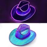 2024 Light up Cowboy Hat Neon LED Cowgirl Hat Sparkly Space Cowboy Hats for Party,Halloween Costume Dress up - Image 3