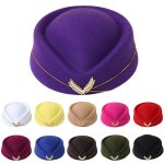 Woolen Stewardess Hat Vintage Ladies Beret Temperament Solid Color Women Caps for Dinner Stage Performance