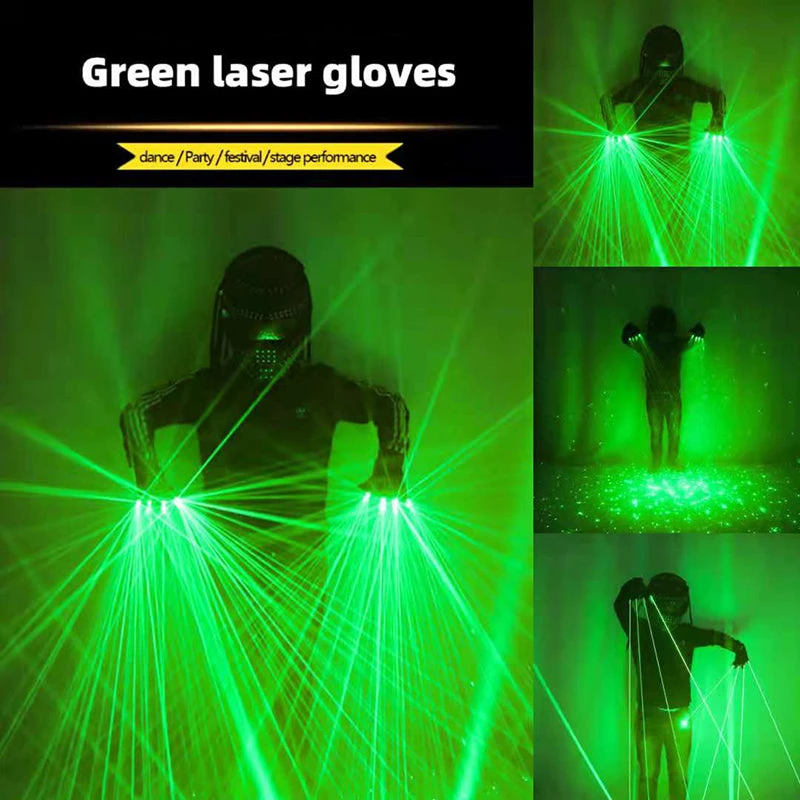 Laser Gloves with Multi-Line 4 Heads Beam Light for DJ Disco Halloween Christmas Party Nightclub Singer Graduation Ceremonies