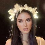 Wreath Ladies Girls Angel Hen Night Fancy Dress Party Glow Headband Festival Decorations LED White Feather Head Garland Hairban - Image 4