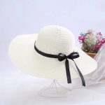 New Simple Foldable Wide Brim Floppy Girls Straw Sun Beach Women Summer Hat Uv Protect Travel Lady Cap Female