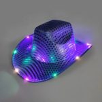 LT-12 Custom Unisex PINK Led Jazz Light up SEQUIN Cowgirl Cowboy Hat Wholesale White Western Women Men Party HAT - Image 8