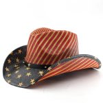 Classics America Flag Painting Straw Hats for Women and Men Summer Casual Scrawl Style Wide Brim Cowboy Straw Hats Leather Bands - Image 18