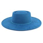 New Hot Sale Vintage Bowler Panama Women Flat Hat 10Cm Wide Brim Water Drop Fedora Felt Hats in Stock