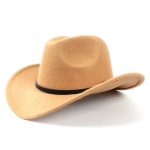 CEN-103 Size Wool Women's Men's Western Cowboy Hat for Gentleman Lady Jazz Cowgirl With Leather Cloche Black - Image 14