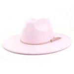 Wholesale High Quality Pink Wide Brim Women Hats Vegan Suede Fedora Hat Formal Dress Cap