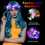 Wreath Ladies Girls Angel Hen Night Fancy Dress Party Glow Headband Festival Decorations LED White Feather Head Garland Hairban - Image 5