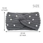 Fashion Pearls Knitted Headband Women Cross Knotted Bands Autumn Winter Ear Warmer Protectors Wide Turban Hair Accessories - Image 4