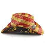 Classics America Flag Painting Straw Hats for Women and Men Summer Casual Scrawl Style Wide Brim Cowboy Straw Hats Leather Bands - Image 2