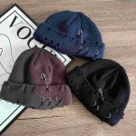 Trendy Circular Pin Hip Hop Autumn/Winter Couple Personalized Fashionable Piercing Men's and Women's Knitted Hat