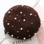Autumn Winter Wholesale Fashion Pearl Beret Women Pearls Black Beret Cap Cashmere Beret Hat for Women - Image 10