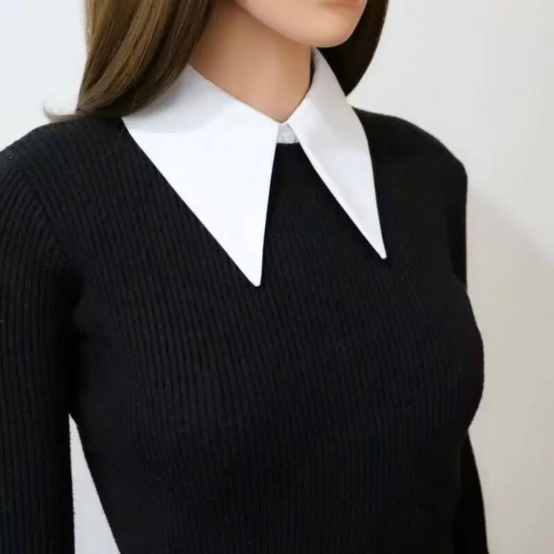 Hf3f87b2cc60e421ea4e9e7cfec7677f6Y Cotton Big Point Collar White Decoration Fashion Collar - Image 1
