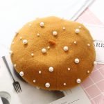 Autumn Winter Wholesale Fashion Pearl Beret Women Pearls Black Beret Cap Cashmere Beret Hat for Women - Image 16