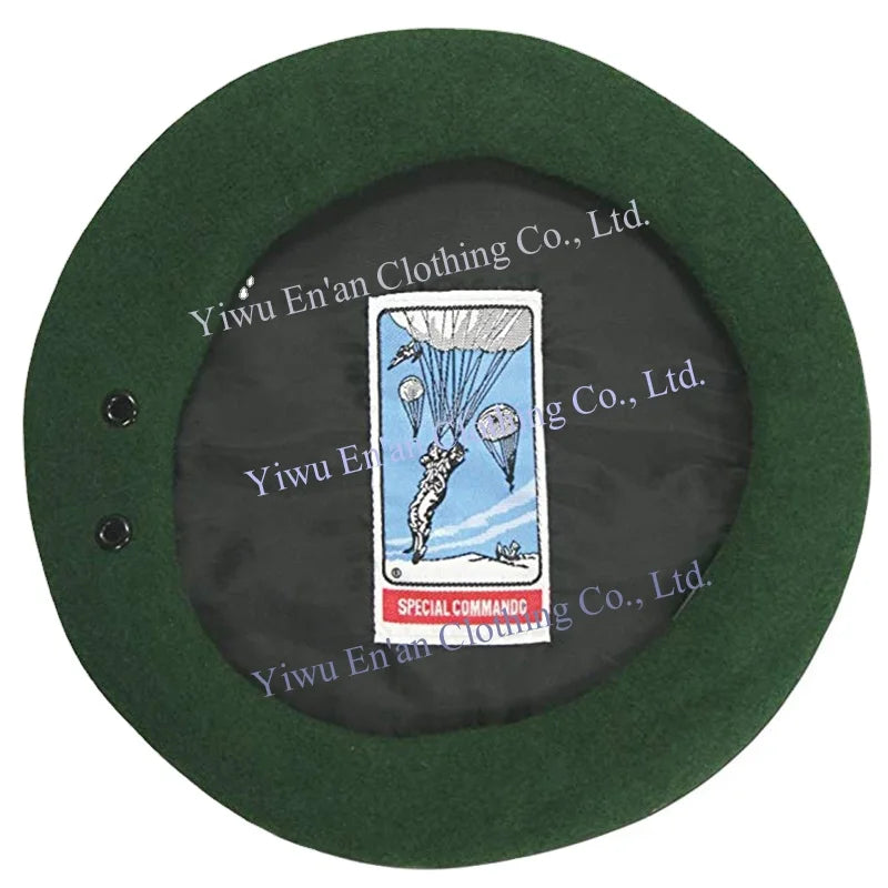 Hf5f01a71e1b94b69b47aec457785e039o Custom Logo UN Blue Wool 100% Soft Fabric Beret Caps - Image 1