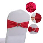 Colorful Stretch Spandex Bow Decoration Chair with Universal Buckle Slider for Wedding Hotel Banquet Birthday Party - Image 21