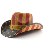 Classics America Flag Painting Straw Hats for Women and Men Summer Casual Scrawl Style Wide Brim Cowboy Straw Hats Leather Bands - Image 16