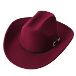 CEN-063  Large Brim Leather Belt Metal Buckle Classic Plain Winter Western Hat for Men Women 100% Felt Polyester Cowboy Hats - Image 12