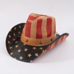 High Quality Cool Texas Style Paper Straw Wholesale Man's Wide Brim Cowboy Sun Hats With Classic Usa Flag Painting - Image 7