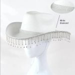 New Bridal Party Rhinestone Tassel Western Cowboy Hat White Diamond Festive Wedding Hat for Women - Image 7