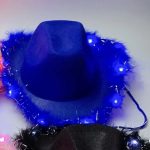 LED Cowboy Hats Blinking Pink Feather Cowboy Hat with Light up - Image 5